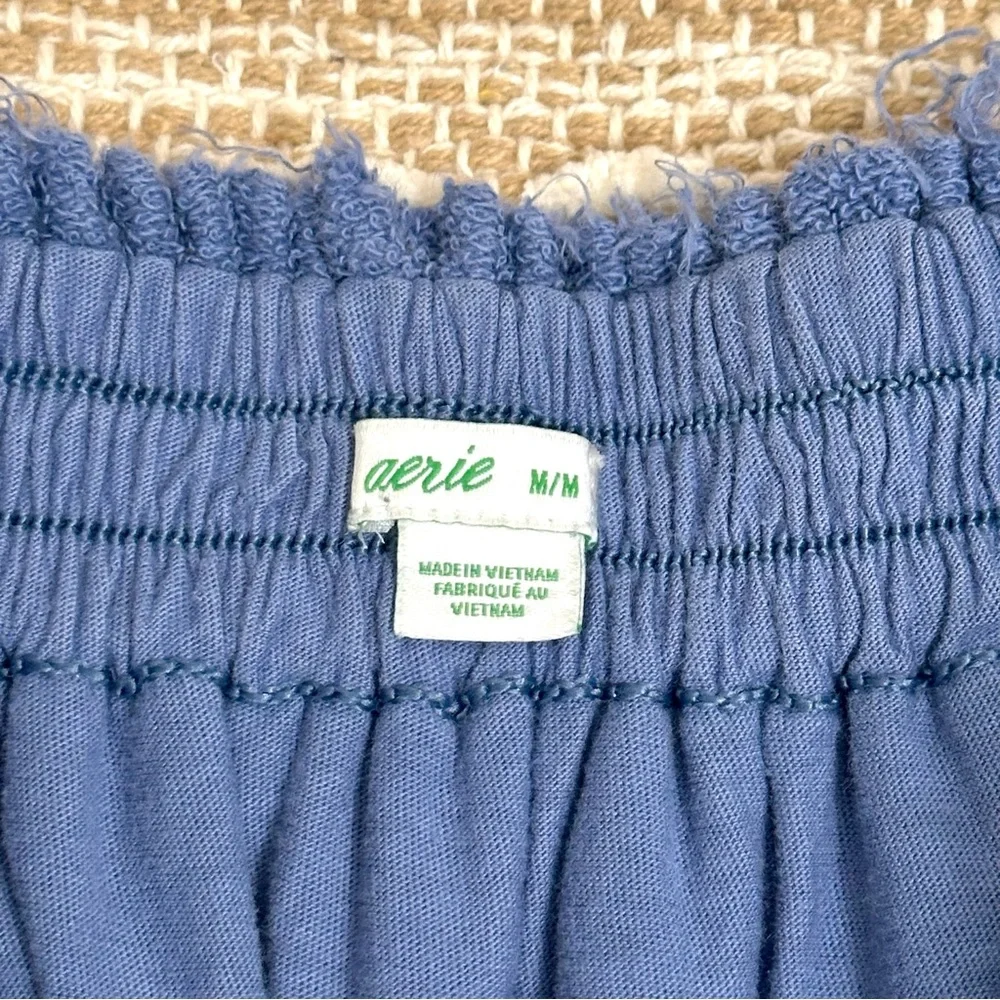 Aerie 100% Cotton Tiered Knit Mini Skirt Blue Size Medium